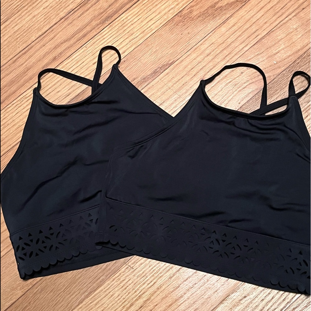 2 black swim tops